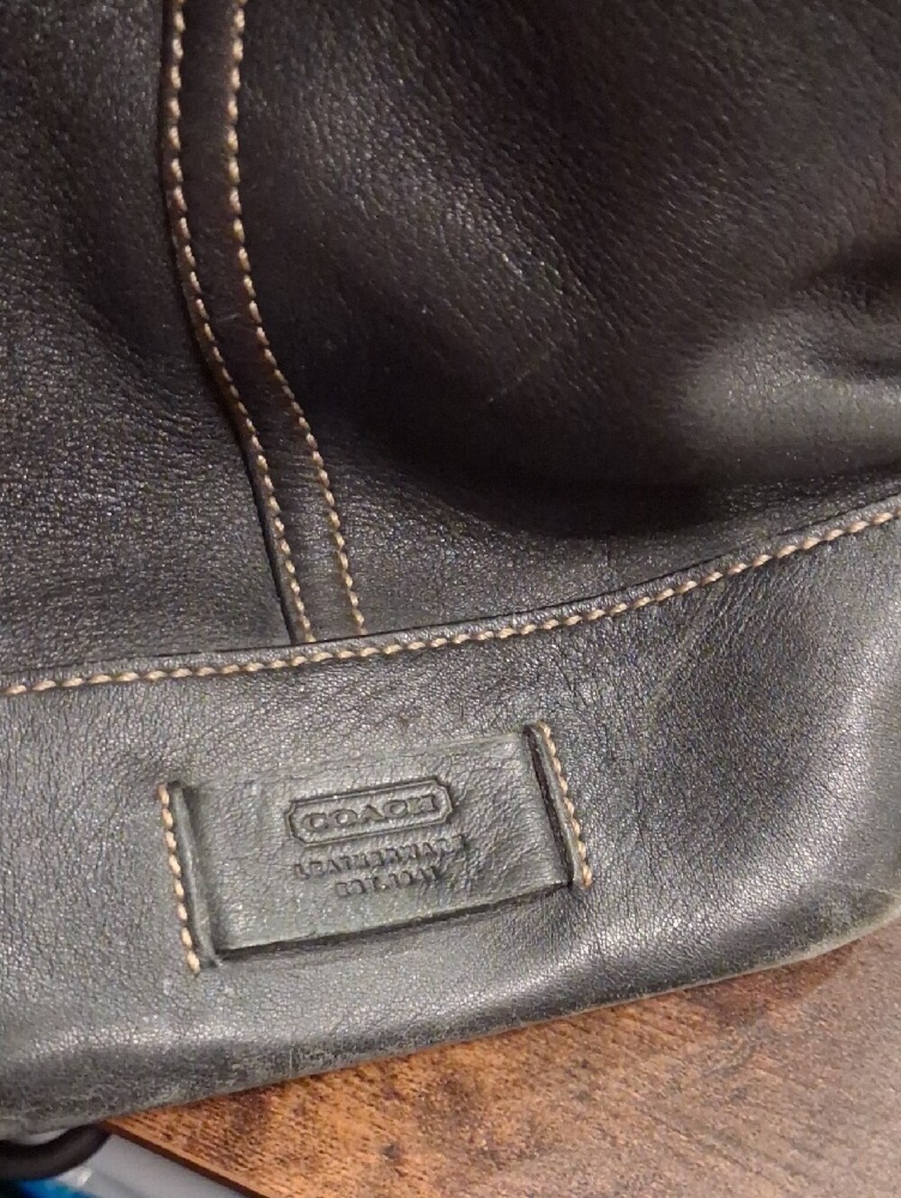 Vintage Coach Hamptons Leather Tote Style 5189 Black & Cognac - Picture 4 of 5